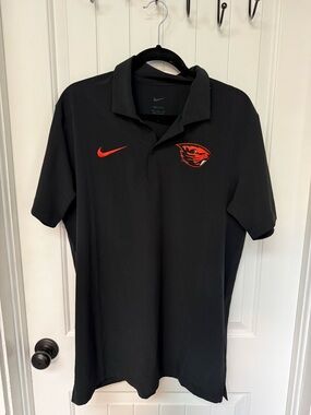 Nike Black Polo with Orange Embroidered Oregon State Beavers Team Logo